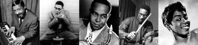 Erroll Garner, Dizzie Gillespie, Charlie Parker, Max Roach and Sarah Vaughan